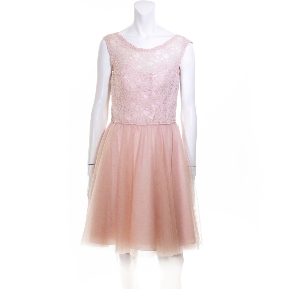 Morilee by Madeline Gardner Blush Pink Sleeveless Lace Fit Flare Cocktail Dress